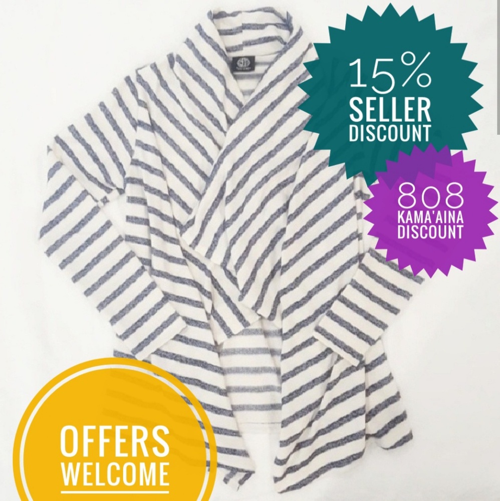 Nautical Open Cardi (S) in Navy/White